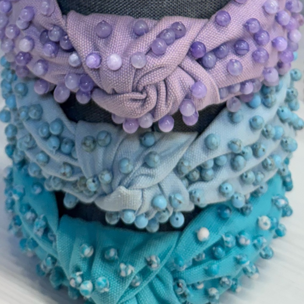 Lele Sadoughi Turquoise Beaded Woven Headband